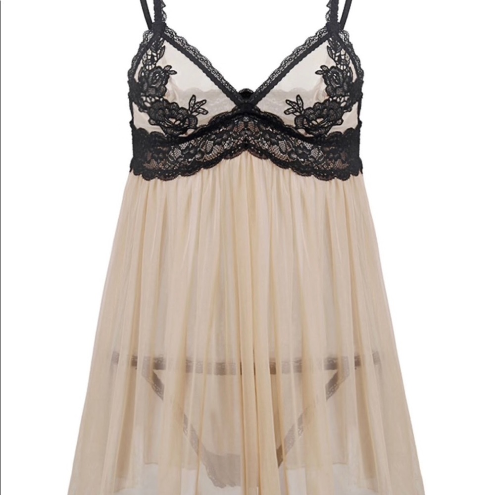 See Thru Lace Trim Plus Size Babydoll 5X (US:22)